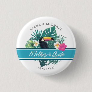 Watercolor Tropical Mother of Bride Teal ID577 3 Cm Round Badge