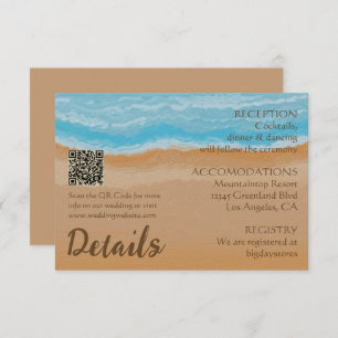 Watercolor Tropical Ocean Beach QR Code Wedding  Enclosure Card