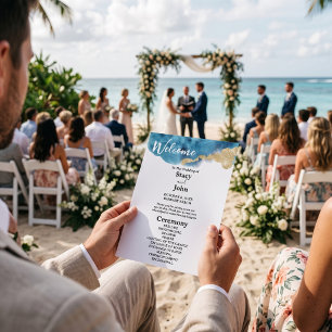 Watercolor Tropical Ocean Beach Wedding Program