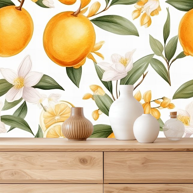 Watercolor Tropical Orange Pattern Wallpaper (Creator Uploaded)