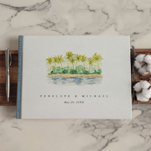 Watercolor Tropical Palm Beach Wedding Guest Book
