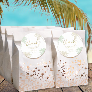 Watercolor Tropical Palm Boho Wedding Thank you Classic Round Sticker