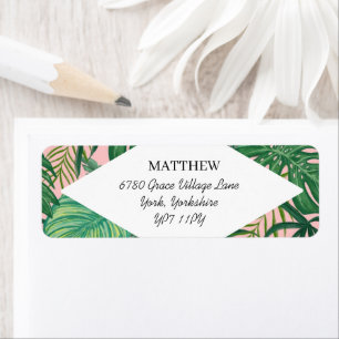 Watercolor Tropical Palm Floral Return Address  Label