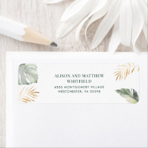 Watercolor Tropical Palm Leaves Return Address Label