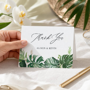 Watercolor Tropical Palm Leaves Thank You Card