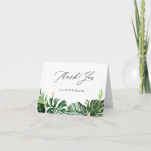 Watercolor Tropical Palm Leaves Thank You Card