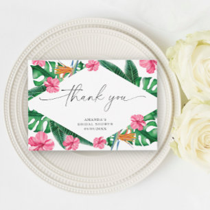 Watercolor Tropical palm, thank you bridal shower Card