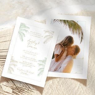Watercolor Tropical Palm Tree Boho Photo Wedding Invitation