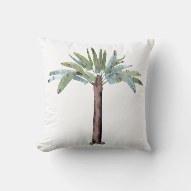 Watercolor Tropical Palm Tree Cushion (Front)