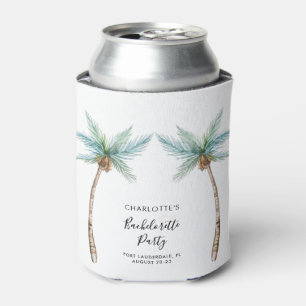 Watercolor Tropical Palm Trees Bachelorette Party Can Cooler