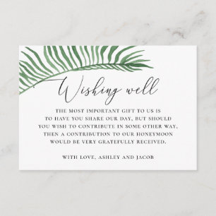 Watercolor tropical palm wedding wishing well enclosure card