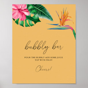 Watercolor tropical palms - bubbly bar poster