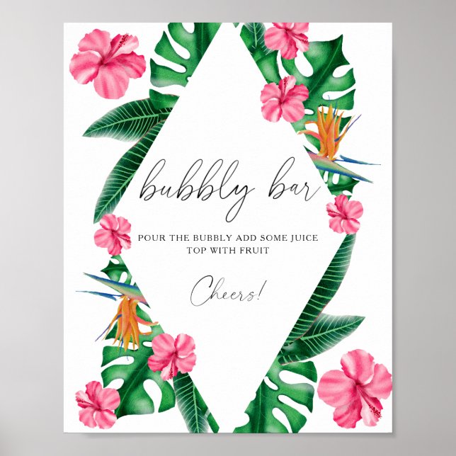 Watercolor tropical palms - bubbly bar poster (Front)