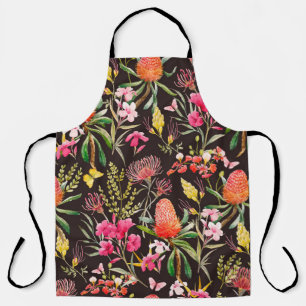 Watercolor tropical  pattern , flowers, banksias o apron
