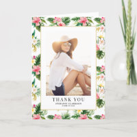 Watercolor Tropical Pattern Photo Graduation