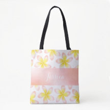 Watercolor Tropical Plumeria Custom All Over Tote