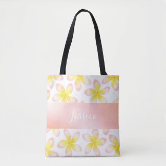 Watercolor Tropical Plumeria Custom All Over Tote Bag