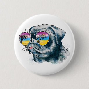 Watercolor Tropical Puppy 6 Cm Round Badge