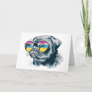 Watercolor Tropical Puppy Card