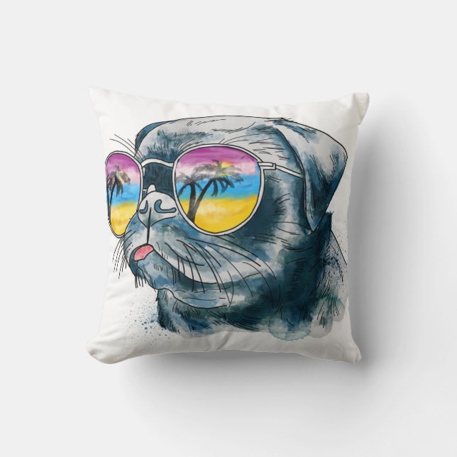 Watercolor Tropical Puppy Cushion (Front)