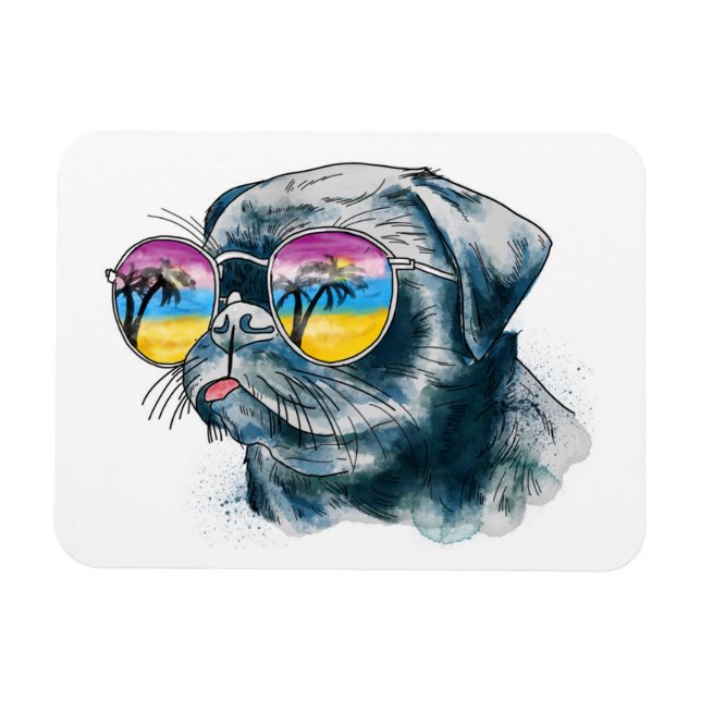 Watercolor Tropical Puppy Magnet (Horizontal)