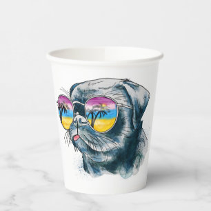 Watercolor Tropical Puppy Paper Cups