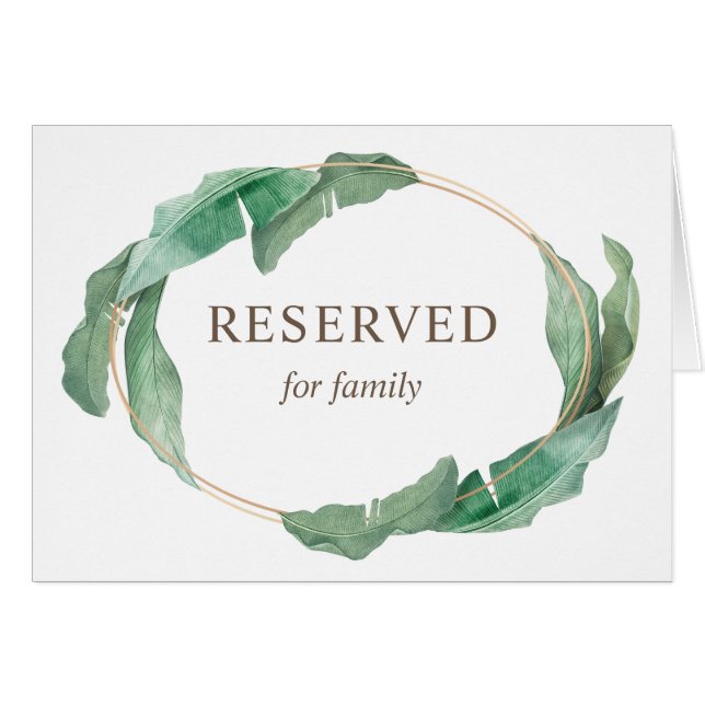 Watercolor tropical reserved sign. Green wedding (Front Horizontal)