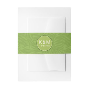 Watercolor Tropical Round Label Green ID577 Invitation Belly Band