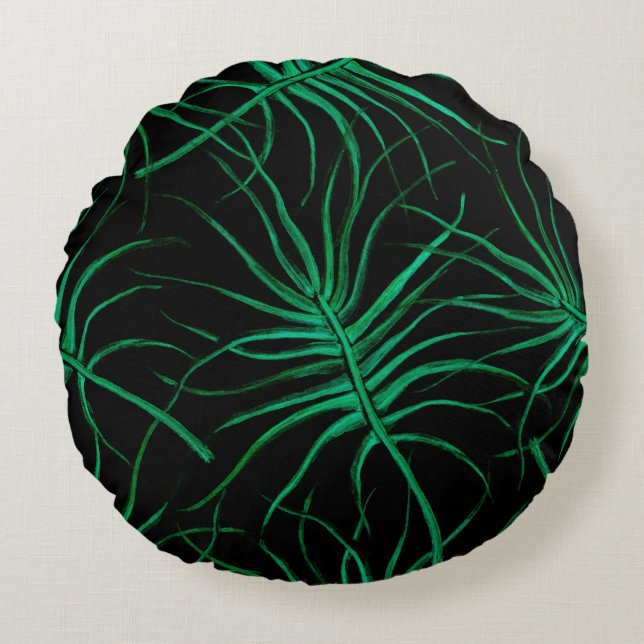 Watercolor Tropical Seamless pattern. Modern summe Round Cushion (Front)