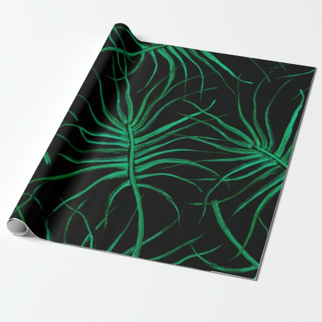 Watercolor Tropical Seamless pattern. Modern summe Wrapping Paper (Unrolled)