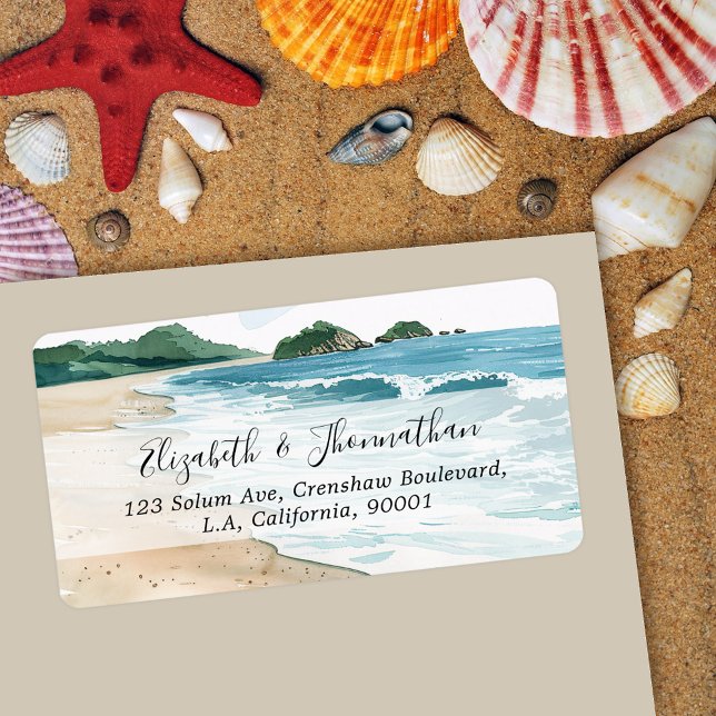 Watercolor Tropical Seaside Beach Script Name  Label (Creator Uploaded)