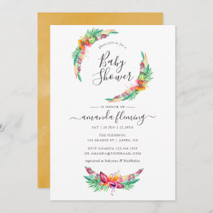 Watercolor Tropical Summer Beach Baby Shower Invitation