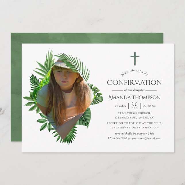 Watercolor Tropical Summer Confirmation Invitation (Front/Back)