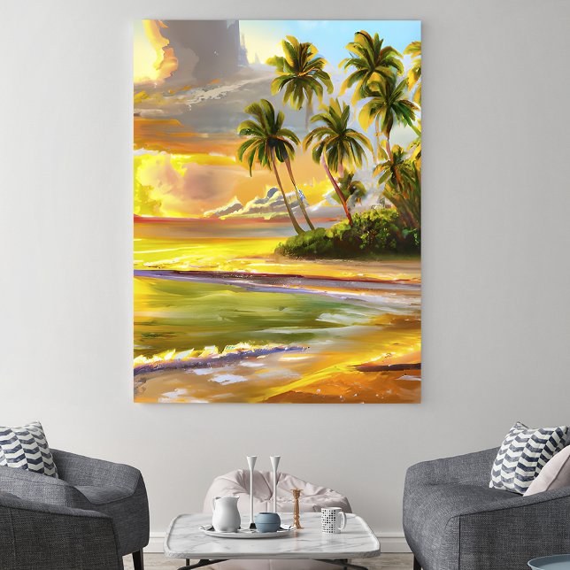 Watercolor Tropical Sunset Beach Painting Poster (Creator Uploaded)