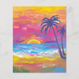 Watercolor tropical sunset scrapbook background