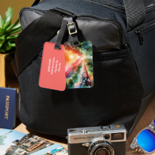 Watercolor Tropical Sunset Train Journey Luggage Tag