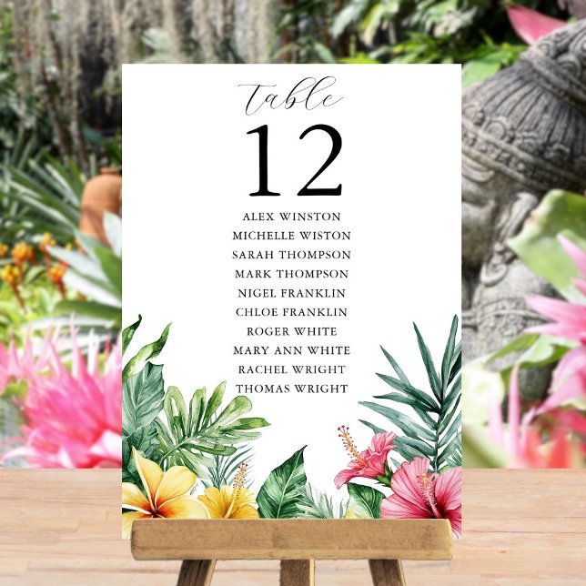 Watercolor Tropical Table Number Seating Chart (Watercolor Tropical Table Number Seating Chart)