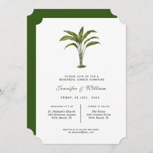 Watercolor tropical tree Rehearsal Dinner Announcement