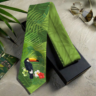 Watercolor Tropical w/Toucan Green ID577 Tie