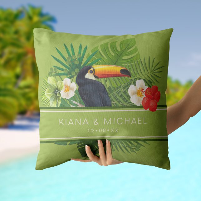 Watercolor Tropical w/Toucan Wedding ID577 Cushion (Creator Uploaded)