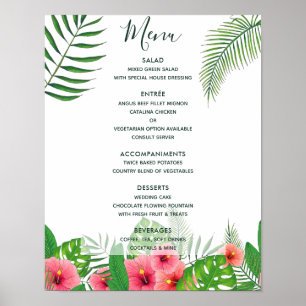 Watercolor tropical Wedding Menu Poster