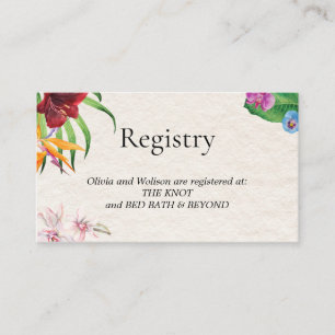 Watercolor Tropical Wedding Shower Gift Registry Enclosure Card