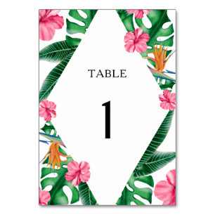 Watercolor tropical - wedding table number