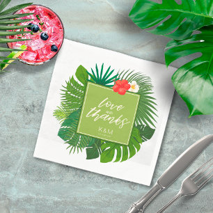 Watercolor Tropical Wedding Thanks Green ID577 Napkin
