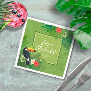 Watercolor Tropical Wedding Thanks Green ID577 Napkin