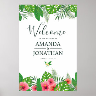 Watercolor tropical Wedding Welcome Poster