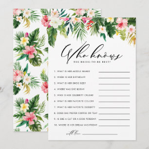 Watercolor Tropical Who Knows the Bride-to-Be Best Card