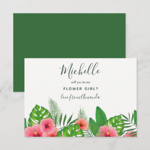 Watercolor Tropical Will You Be My Flower Girl Invitation