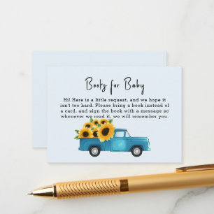 Watercolor Truck with Sunflowers Baby Shower Enclosure Card