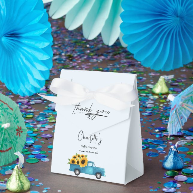 Watercolor Truck with Sunflowers Baby Shower Favour Box (Party)